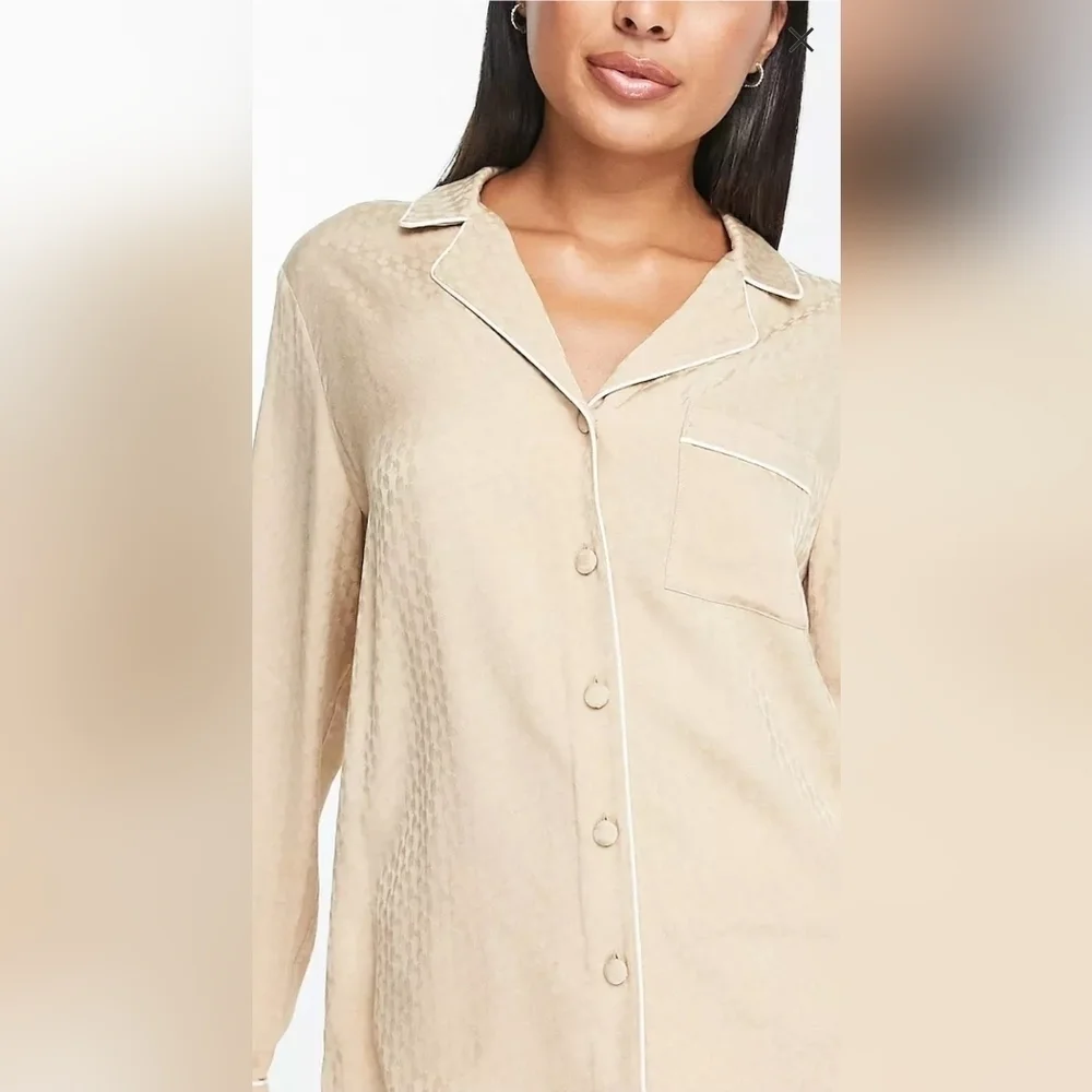 Other Stories Pajama Top Satin Textured Medium - Picture 1 of 12
